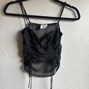 Princess Polly Sheer Mesh Ruched Corset Tank Y2K Coquette Fairycore Club Sz 4